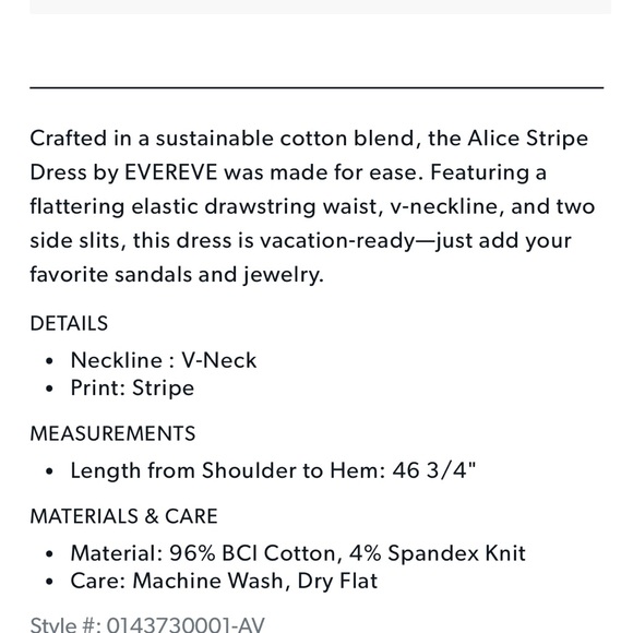 Evereve Alice Stripped Dress M - Picture 3 of 5
